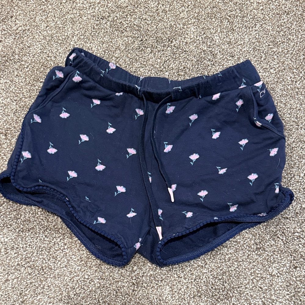 Vineyard Vines Navy Blue Kids Shorts with Pink Floral Pattern